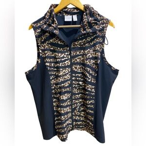 Weekend by Chico’s Size 3 (XL) Leopard Print Vest Black Stretch Lightweight
